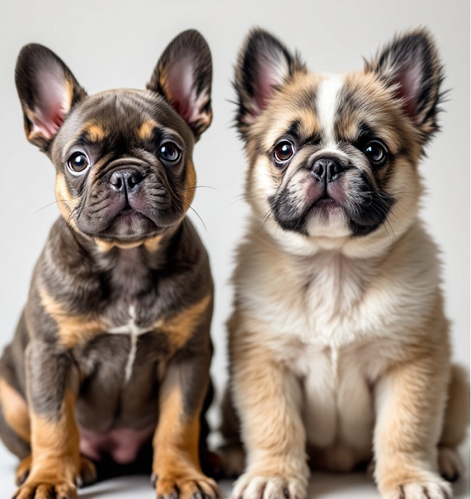 Standard French Bulldog vs. Fluffy French Bulldog.